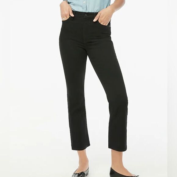 NWT J.Crew Factory High-rise black flare crop jean in all-day stretch - Picture 2 of 9